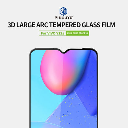 For vivo Y12s PINWUYO 9H 3D Curved Full Screen Explosion-proof Tempered Glass Film(Black) - vivo Tempered Glass by PINWUYO | Online Shopping UK | buy2fix