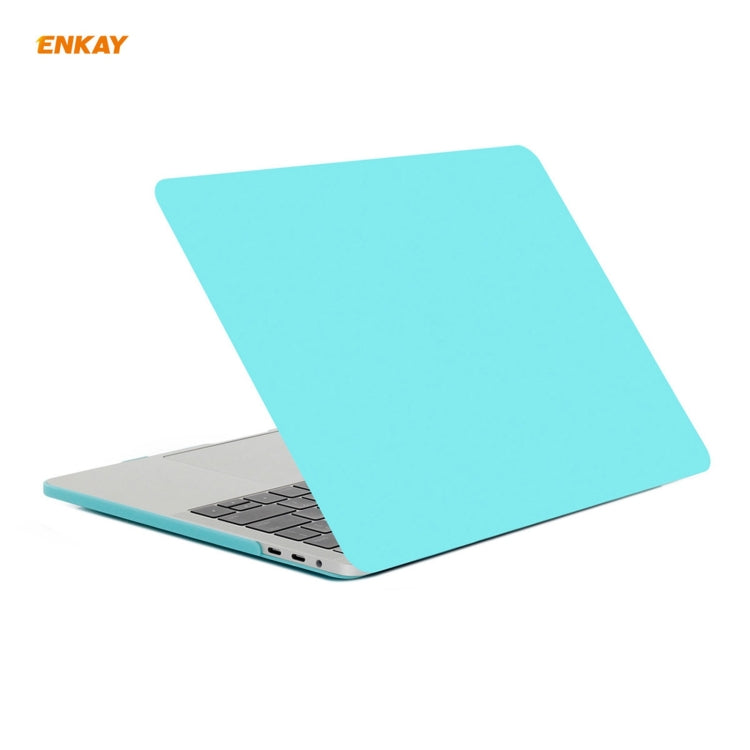 ENKAY 3 in 1 Matte Laptop Protective Case + US Version TPU Keyboard Film + Anti-dust Plugs Set for MacBook Pro 13.3 inch A1706 / A1989 / A2159 (with Touch Bar)(Cyan) - MacBook Pro Cases by ENKAY | Online Shopping UK | buy2fix