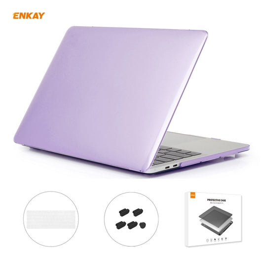 ENKAY 3 in 1  Crystal Laptop Protective Case + EU Version TPU Keyboard Film + Anti-dust Plugs Set for MacBook Pro 15.4 inch A1707 & A1990 (with Touch Bar)(Purple) - MacBook Pro Cases by ENKAY | Online Shopping UK | buy2fix