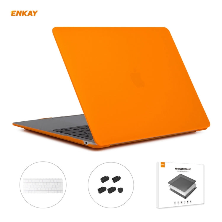 ENKAY 3 in 1 Matte Laptop Protective Case + EU Version TPU Keyboard Film + Anti-dust Plugs Set for MacBook Air 13.3 inch A1932 (2018)(Orange) - MacBook Air Cases by ENKAY | Online Shopping UK | buy2fix