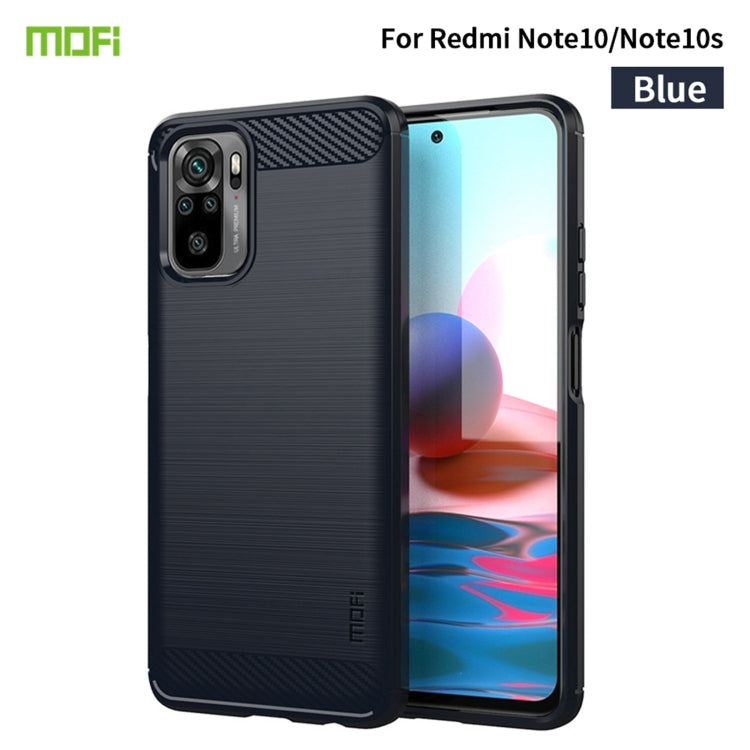 For Xiaomi Redmi Note 10 / Note 10S MOFI Gentleness Series Brushed Texture Carbon Fiber Soft TPU Case(Blue) - Xiaomi Cases by MOFI | Online Shopping UK | buy2fix