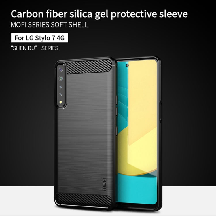 For LG Stylo 7 4G MOFI Gentleness Series Brushed Texture Carbon Fiber Soft TPU Case(Grey) - LG by MOFI | Online Shopping UK | buy2fix