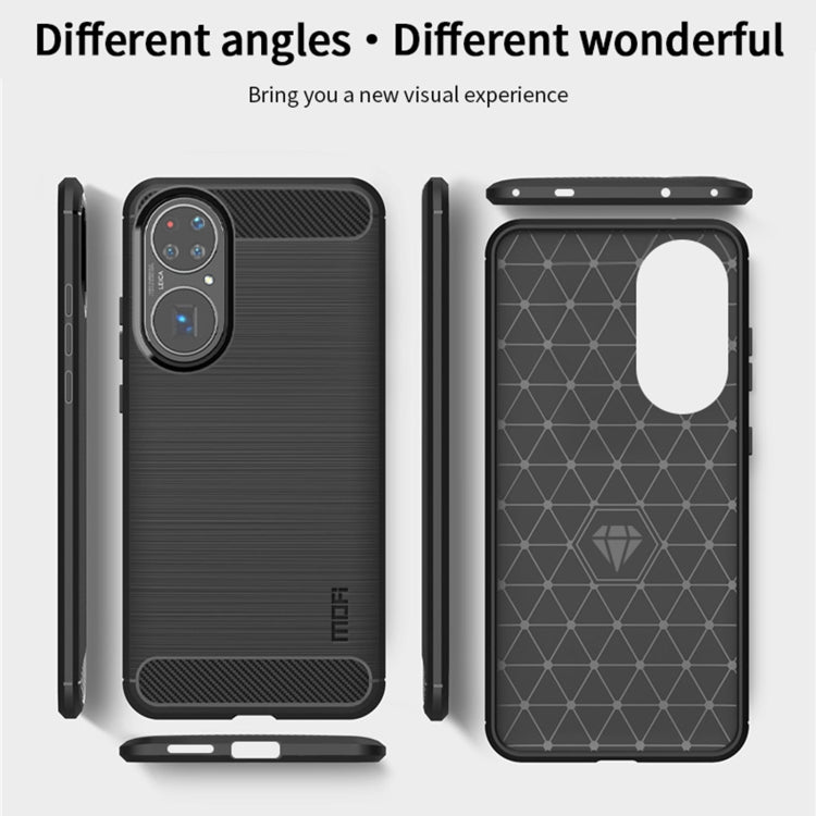 For Huawei P50 Pro MOFI Gentleness Series Brushed Texture Carbon Fiber Soft TPU Case(Blue) - Huawei Cases by MOFI | Online Shopping UK | buy2fix