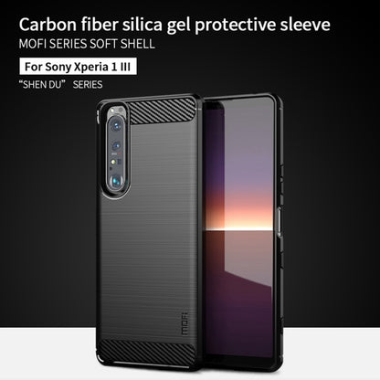 For Sony Xperia 1 lll MOFI Gentleness Series Brushed Texture Carbon Fiber Soft TPU Case(Black) - Sony Cases by MOFI | Online Shopping UK | buy2fix