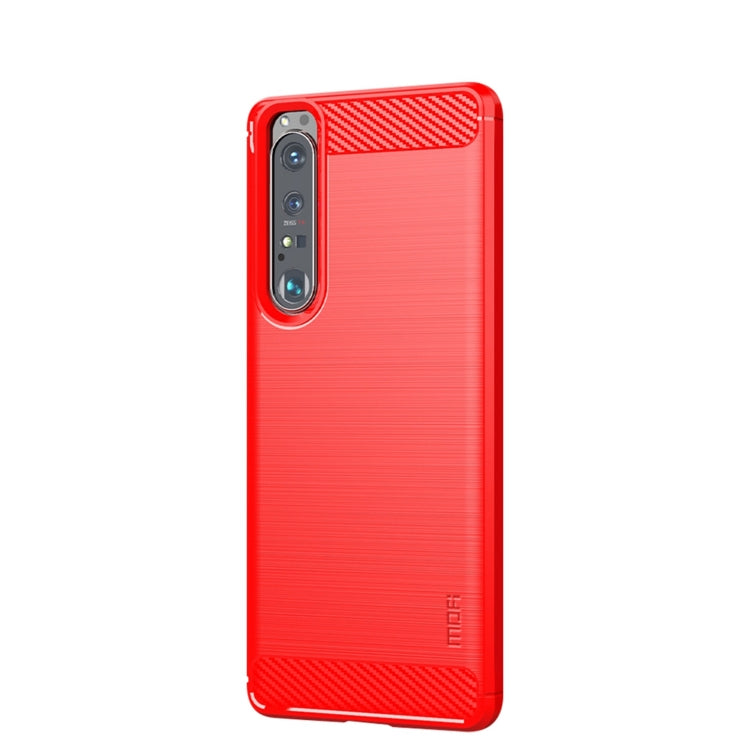 For Sony Xperia 1 lll MOFI Gentleness Series Brushed Texture Carbon Fiber Soft TPU Case(Red) - Sony Cases by MOFI | Online Shopping UK | buy2fix