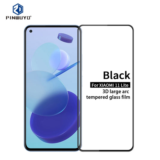 For Xiaomi Mi 11 Lite PINWUYO 9H 3D Curved Full Screen Explosion-proof Tempered Glass Film(Black) -  by PINWUYO | Online Shopping UK | buy2fix