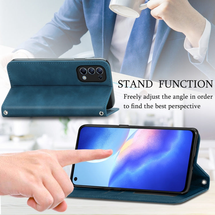 For OPPO Reno 5 5G /Find X3 Lite Retro Skin Feel Business Magnetic Horizontal Flip Leather Case With Holder & Card Slots & Wallet & Photo Frame(Blue) - OPPO Cases by buy2fix | Online Shopping UK | buy2fix