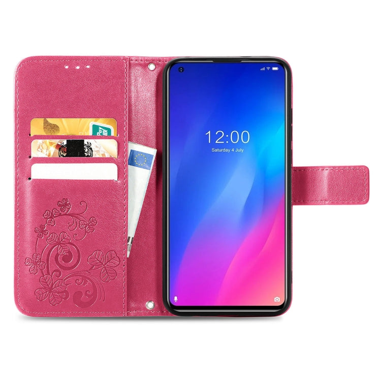 For Doogee N30 Four-leaf Clasp Embossed Buckle Mobile Phone Protection Leather Case(Magenta) - More Brand by buy2fix | Online Shopping UK | buy2fix