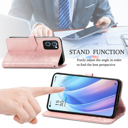 For OPPO Reno7 5G Mandala Flower Embossed Flip Leather Phone Case(Rose Gold) - OPPO Cases by buy2fix | Online Shopping UK | buy2fix