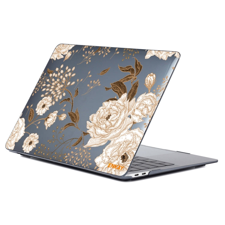 ENKAY Vintage Pattern Series Laotop Protective Crystal Case For MacBook Pro 15.4 inch A1707 / A1990(Golden Peony) - MacBook Pro Cases by ENKAY | Online Shopping UK | buy2fix