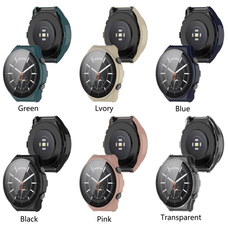 For Xiaomi Watch S1 PC + Toughened Film Fully Enclosed Protective Case(Blue) - Watch Cases by buy2fix | Online Shopping UK | buy2fix