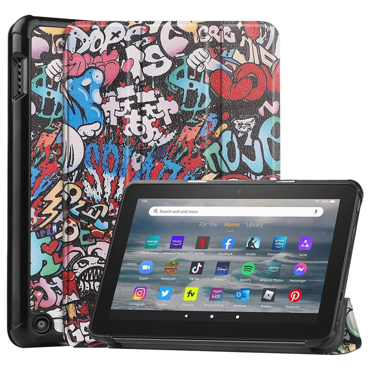 For Amazon Fire 7 12th 2022 JSM Smart Leather Tablet Case(Graffiti) - Amazon by jumper | Online Shopping UK | buy2fix