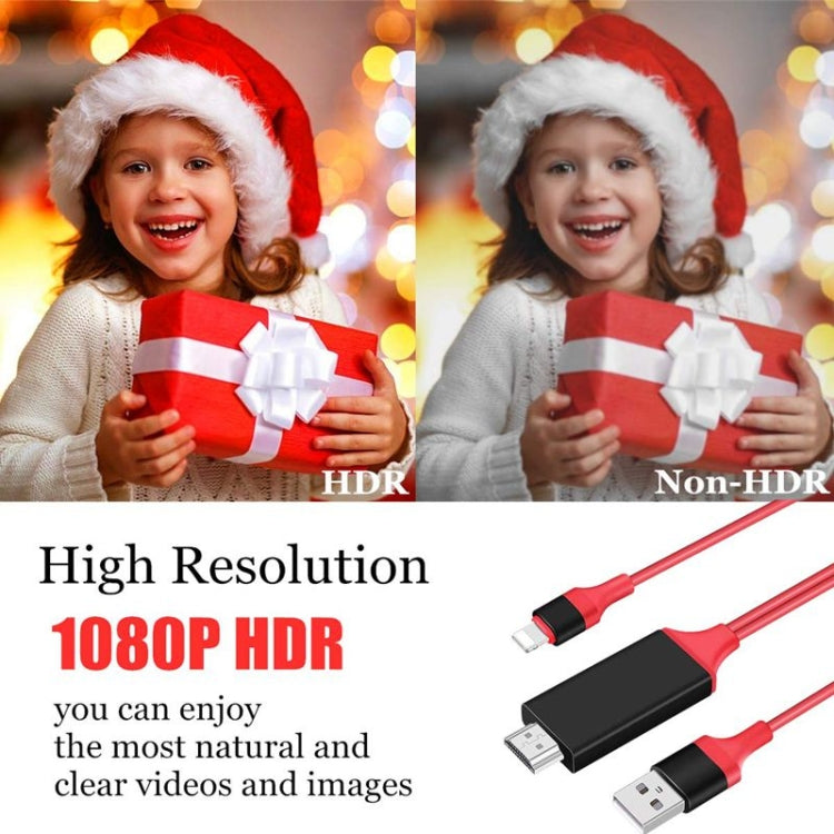 2m 1080P 8 Pin to HDMI Adapter Cable, Compatible with iPhone to HDMI Adapter(White) - Video & Audio Cable by buy2fix | Online Shopping UK | buy2fix