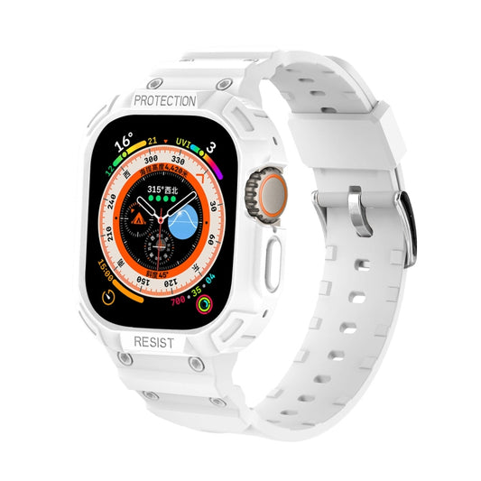 For Apple Watch Ultra 49mm JUNSUNMAY Integrated TPU Case Adjustable Elastic Watch Band(White) - Watch Cases by JUNSUNMAY | Online Shopping UK | buy2fix