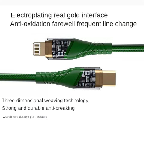 PD30W USB-C / Type-C to 8 Pin Transparent 3A Fast Charging Data Cable, Length: 1m(Orange) - 2 in 1 Cable by buy2fix | Online Shopping UK | buy2fix