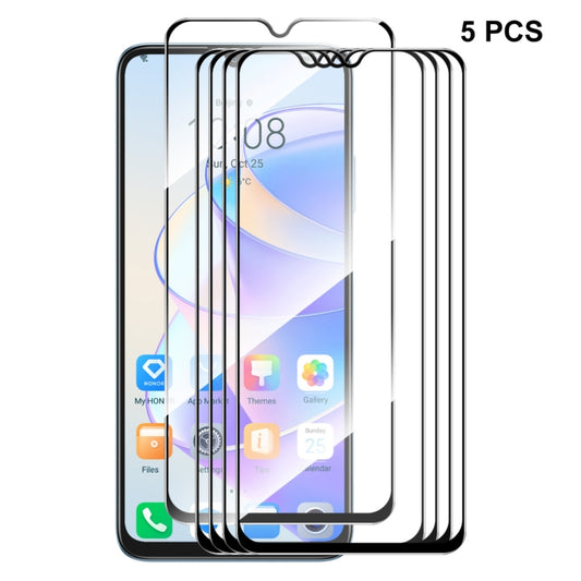 For Honor X7A 4G Global 5pcs ENKAY Hat-Prince Full Glue 0.26mm 9H 2.5D Tempered Glass Full Film - Honor Tempered Glass by ENKAY | Online Shopping UK | buy2fix