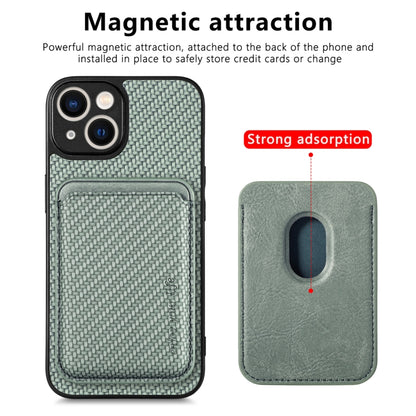 For iPhone 13 Carbon Fiber Leather Card Magsafe Magnetic Phone Case(Green) - iPhone 13 Cases by buy2fix | Online Shopping UK | buy2fix