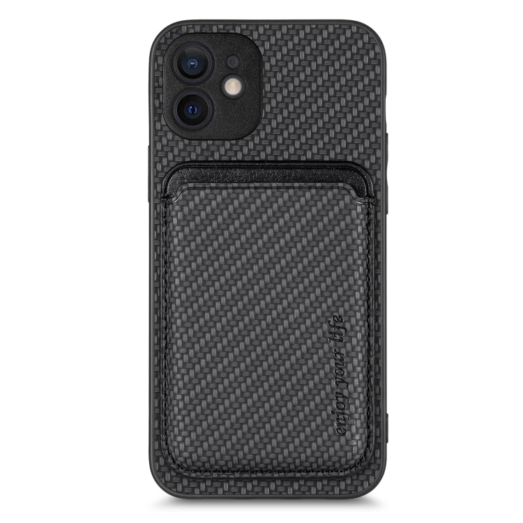 For iPhone 11 Pro Max Carbon Fiber Leather Card Magsafe Magnetic Phone Case(Black) - iPhone 11 Pro Max Cases by buy2fix | Online Shopping UK | buy2fix