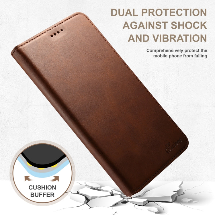 For Samsung Galaxy S24 5G Suteni Calf Texture Horizontal Flip Leather Phone Case(Brown) - Galaxy S24 5G Cases by Suteni | Online Shopping UK | buy2fix