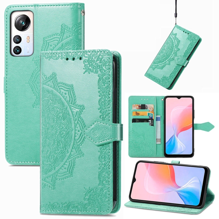 For Blackview A85 Mandala Flower Embossed Leather Phone Case(Green) - More Brand by buy2fix | Online Shopping UK | buy2fix