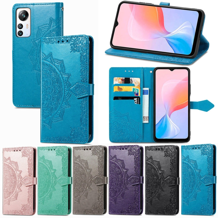 For Blackview A85 Mandala Flower Embossed Leather Phone Case(Purple) - More Brand by buy2fix | Online Shopping UK | buy2fix