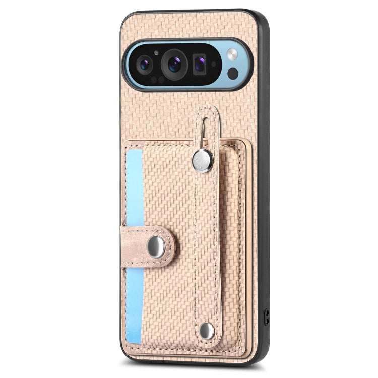 For Google Pixel 9 Wristband Kickstand Card Wallet Back Cover Phone Case with Tool Knife(Khaki) - Google Cases by buy2fix | Online Shopping UK | buy2fix