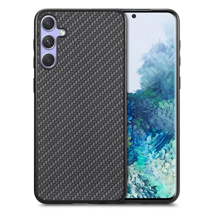 For Samsung Galaxy S25 5G Carbon Fiber Texture Leather Back Cover Phone Case(Black) - Galaxy Phone Cases by buy2fix | Online Shopping UK | buy2fix