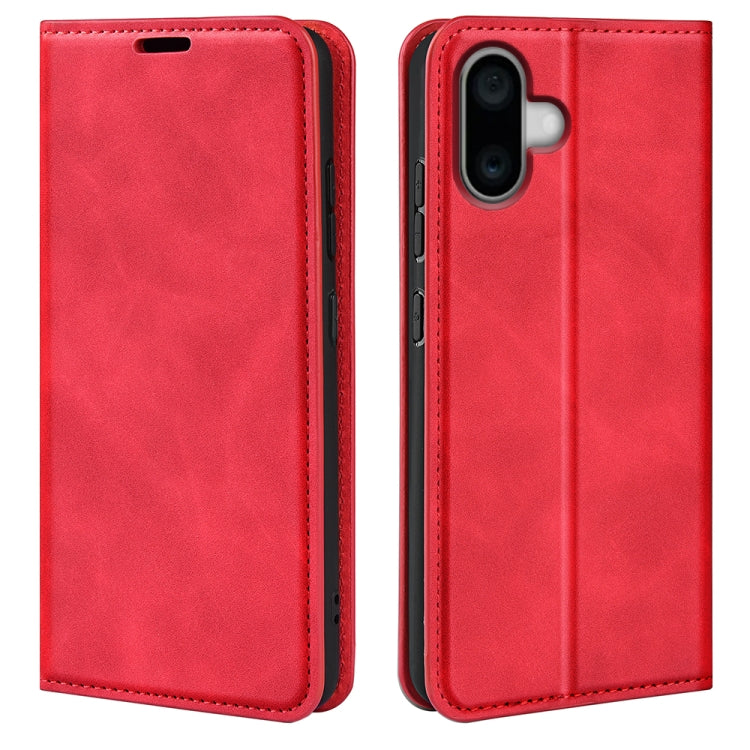 For iPhone 16 Retro-skin  Magnetic Suction Leather Phone Case(Red) - iPhone 16 Cases by buy2fix | Online Shopping UK | buy2fix