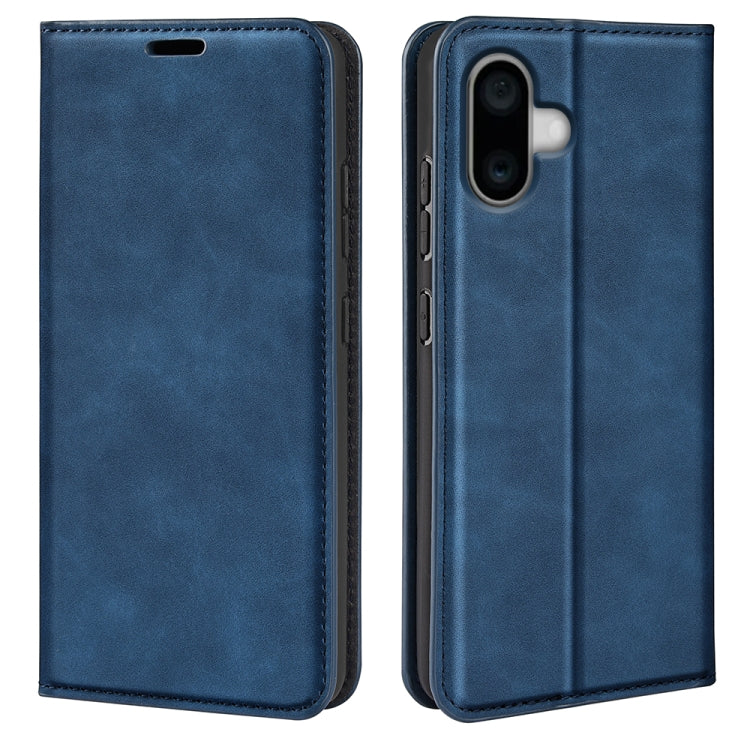 For iPhone 16 Pro Retro-skin  Magnetic Suction Leather Phone Case(Dark Blue) - iPhone 16 Pro Cases by buy2fix | Online Shopping UK | buy2fix