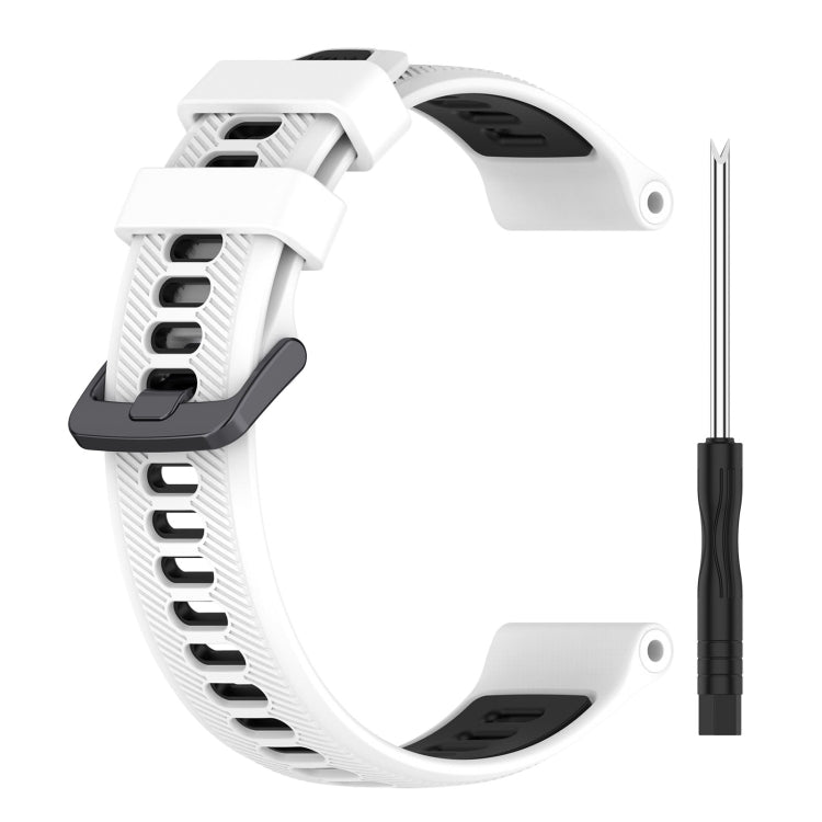 For Garmin Forerunner 965 Sports Two-Color Silicone Watch Band(White+Black) - Watch Bands by buy2fix | Online Shopping UK | buy2fix