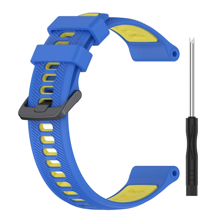 For Garmin Forerunner 965 Sports Two-Color Silicone Watch Band(Blue+Yellow) - Watch Bands by buy2fix | Online Shopping UK | buy2fix