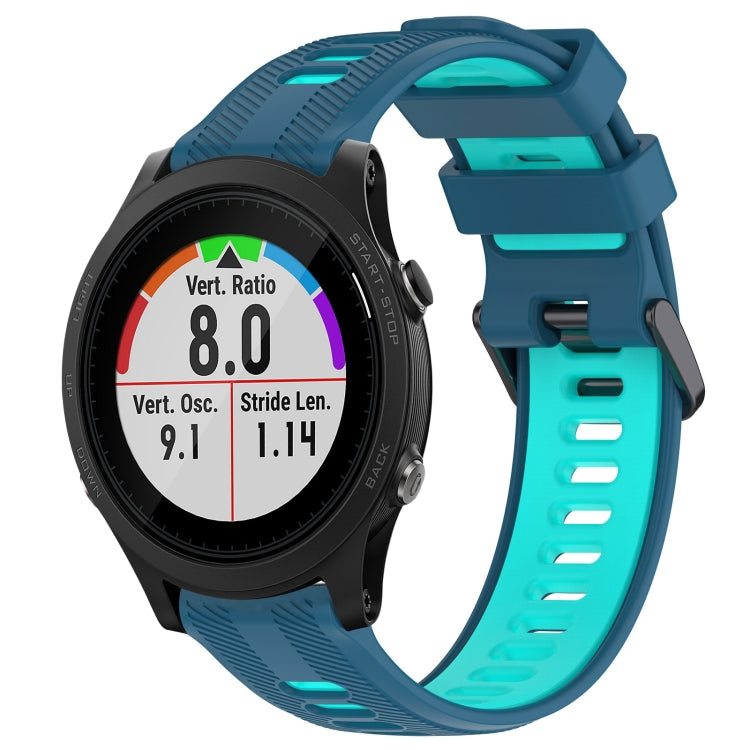 For Garmin Forerunner 935 Sports Two-Color Silicone Watch Band(Blue+Teal) - Watch Bands by buy2fix | Online Shopping UK | buy2fix