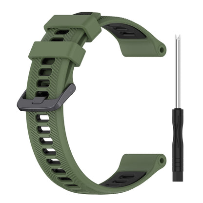 For Garmin Instinct 2 Solar Sports Two-Color Silicone Watch Band(Army Green+Black) - Watch Bands by buy2fix | Online Shopping UK | buy2fix