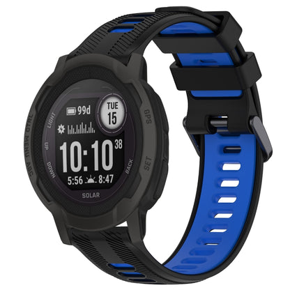 For Garmin Instinct 2 Sports Two-Color Silicone Watch Band(Black+Blue) - Watch Bands by buy2fix | Online Shopping UK | buy2fix