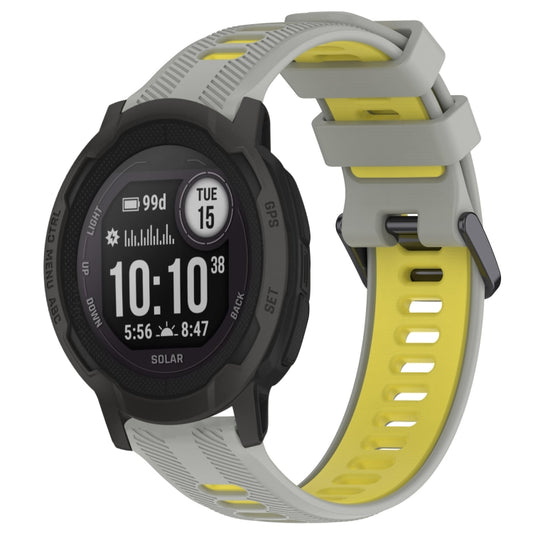 For Garmin Instinct 2 Sports Two-Color Silicone Watch Band(Grey+Yellow) - Watch Bands by buy2fix | Online Shopping UK | buy2fix