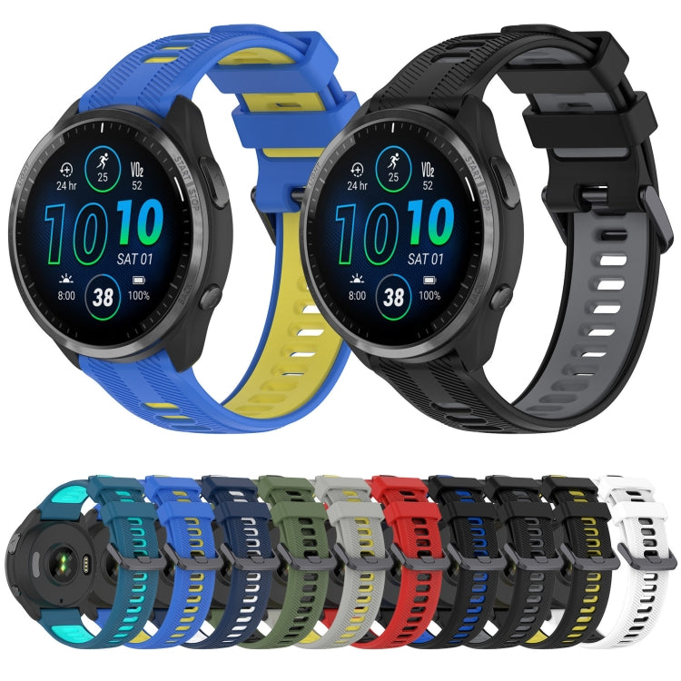 For Garmin Instinct Sports Two-Color Silicone Watch Band(Black+Blue) - Watch Bands by buy2fix | Online Shopping UK | buy2fix