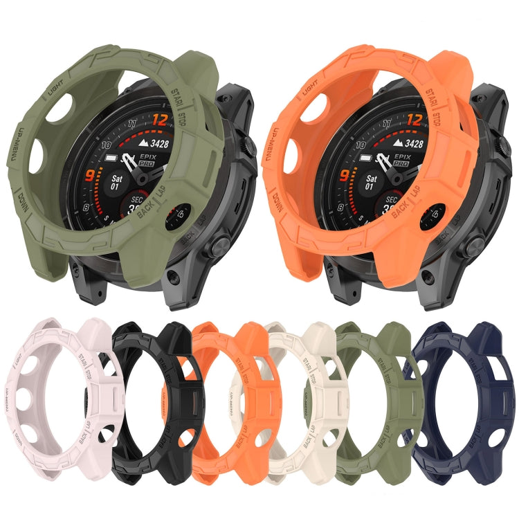 For Garmin Epix Pro / Epix Pro Gen 2 47mm / Fenix 7 / 7 Pro Armored TPU Half Wrapped Watch Protective Case(Orange) - Watch Cases by buy2fix | Online Shopping UK | buy2fix