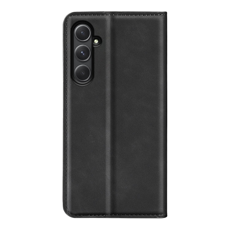 For Samsung Galaxy A55 Retro-skin Magnetic Suction Leather Phone Case(Black) - Galaxy Phone Cases by buy2fix | Online Shopping UK | buy2fix