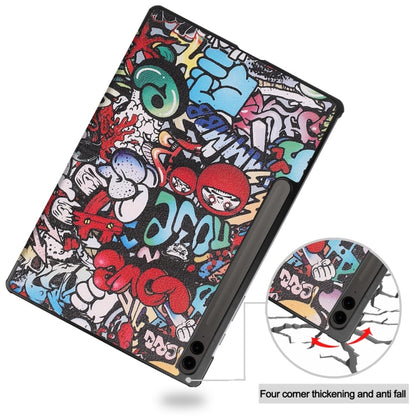 For Samsung Galaxy Tab S9 FE+ 12.4 JUNSUNMAY Custer Painted 3-Fold Stand Leather Smart Tablet Case(Graffiti) - Galaxy Tab S9 FE+ by JUNSUNMAY | Online Shopping UK | buy2fix