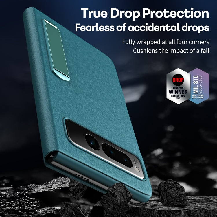 For   Google Pixel Fold Side Electroplating Adsorption Ultra-thin Leather Phone Case(Indigo) - Google Cases by buy2fix | Online Shopping UK | buy2fix