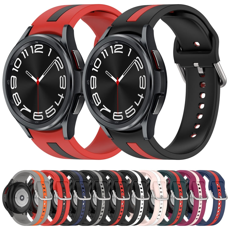 For Samsung Galaxy Watch 4 44mm Two-Color Silicone Watch Band(Midnight Blue+Red) - Watch Bands by buy2fix | Online Shopping UK | buy2fix