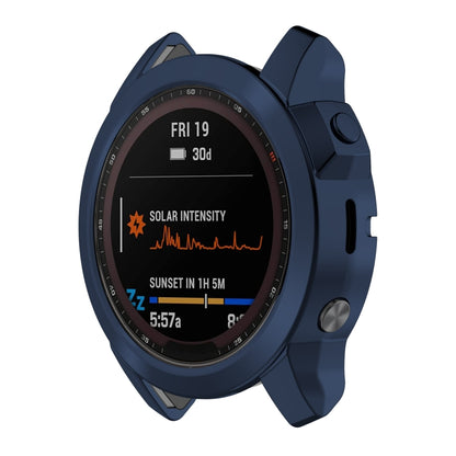 For Garmin Fenix 7 Pro Half Package Electroplated TPU Watch Protective Case(Blue) - Watch Cases by buy2fix | Online Shopping UK | buy2fix