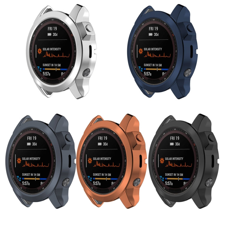 For Garmin Fenix 7S Pro Half Package Electroplated TPU Watch Protective Case(Sliver) - Watch Cases by buy2fix | Online Shopping UK | buy2fix