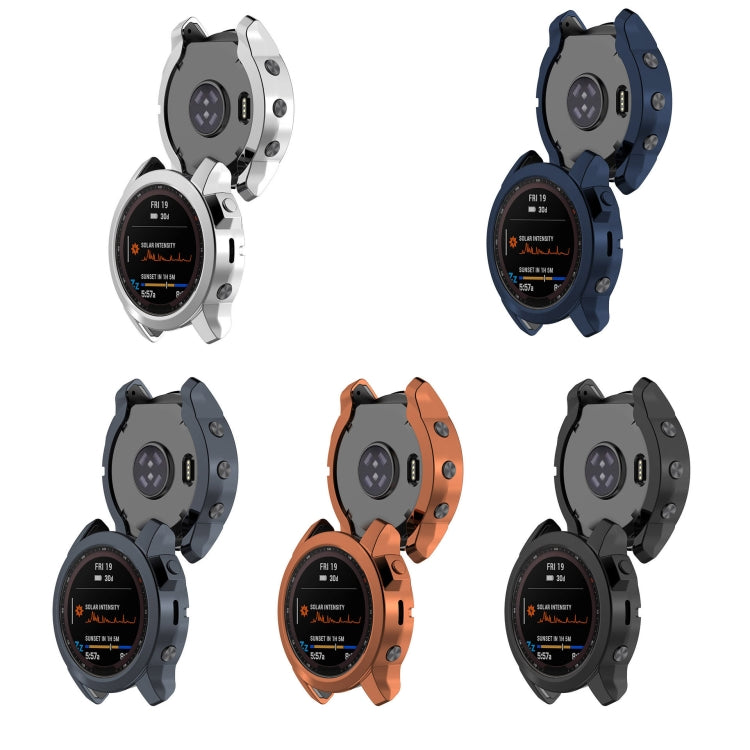 For Garmin Fenix 7X Pro Half Package Electroplated TPU Watch Protective Case(Grey) - Watch Cases by buy2fix | Online Shopping UK | buy2fix