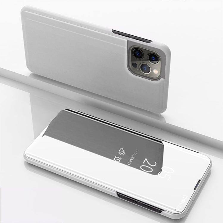 For iPhone 16 Pro Plated Mirror Horizontal Flip Leather Phone Case with Holder(Silver) - iPhone 16 Pro Cases by buy2fix | Online Shopping UK | buy2fix