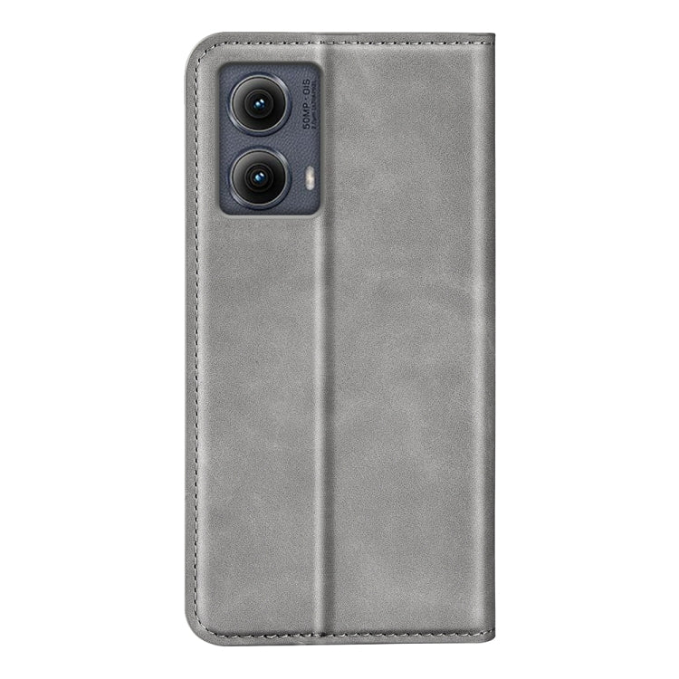 For Motorola Edge 5G 2024 Retro-skin Magnetic Suction Leather Phone Case(Grey) - Motorola Cases by buy2fix | Online Shopping UK | buy2fix