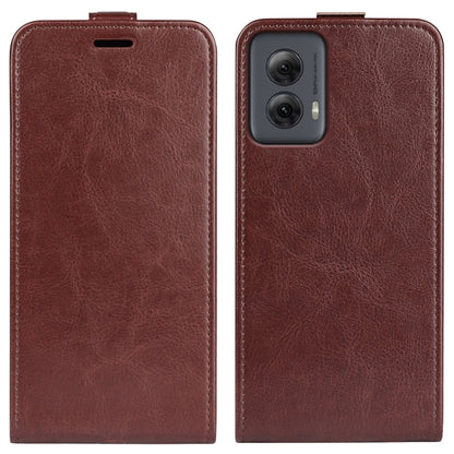 For Motorola Moto G Power 5G 2024 R64 Texture Single Vertical Flip Leather Phone Case(Brown) - Motorola Cases by buy2fix | Online Shopping UK | buy2fix