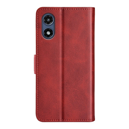 For Motorola Moto G Play 2024 Dual-side Magnetic Buckle Horizontal Flip Leather Phone Case(Red) - Motorola Cases by buy2fix | Online Shopping UK | buy2fix