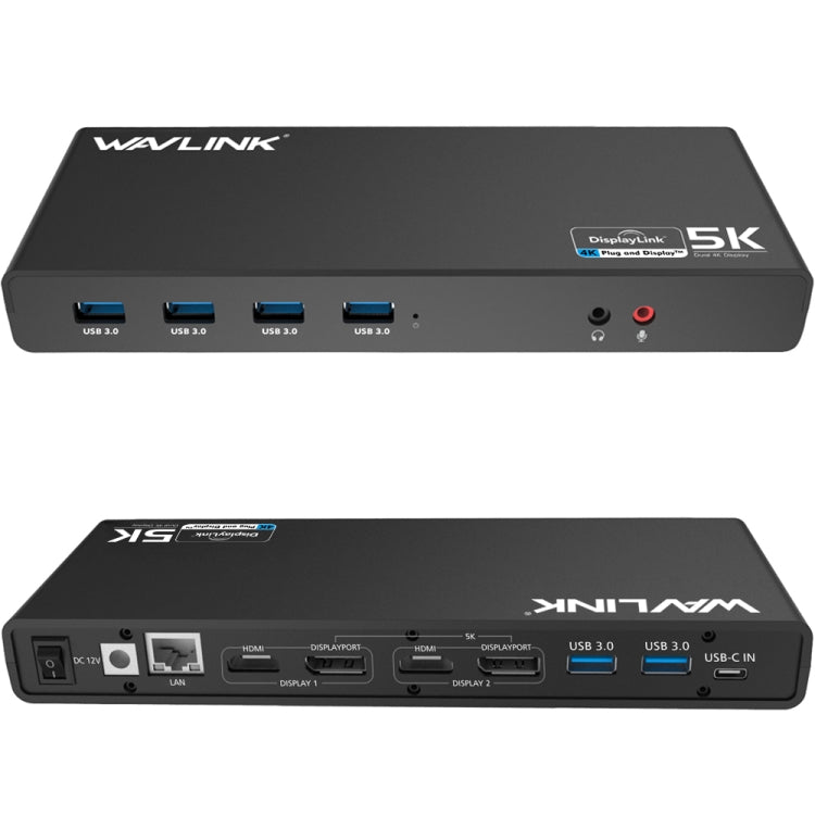 Wavlink UG69DK1 5K Type-C Dual Display USB 3.0 Video Gigabit Ethernet HDMI Docking Station, Plug:US Plug -  by WAVLINK | Online Shopping UK | buy2fix