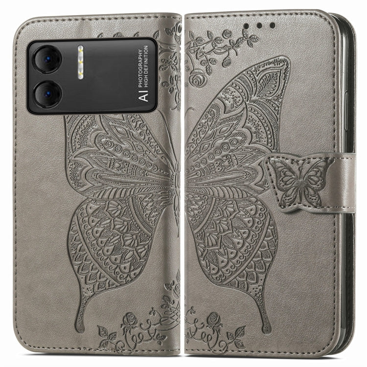 For DOOGEE X98 Pro / X98 Butterfly Love Flower Embossed Leather Phone Case(Grey) - Doogee Cases by buy2fix | Online Shopping UK | buy2fix